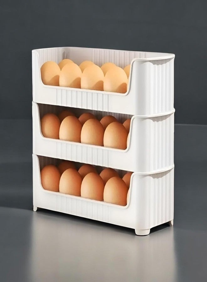 Joystick Egg Holder Storage Containers for Refrigerator, Space-Saving Design, Keeps Eggs Fresh and Organized, BPA-Free, Convenient, Easy Access, Fridge or Countertop Use 30 egg tray (3 layer) - Image 1